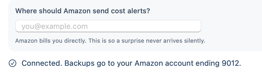 Connected. Backups go to your Amazon account.